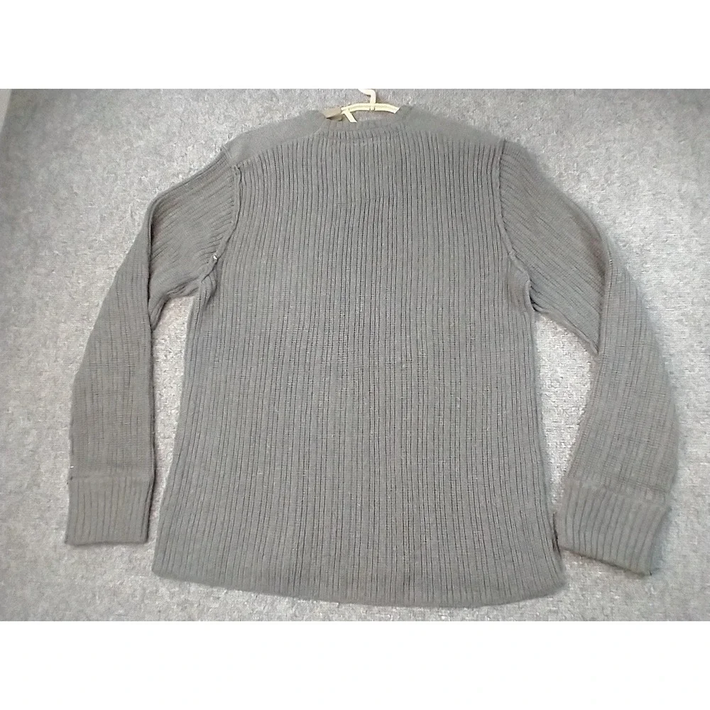 American Eagle Sweater Mens Large Grey Ribbed Knit Cotton Wool Crew Neck